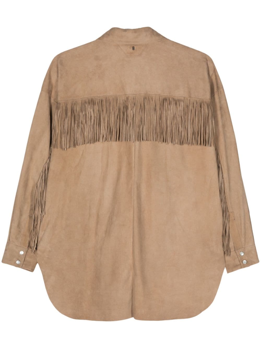 Shop Salvatore Santoro Fringed Suede Shirt In Neutrals