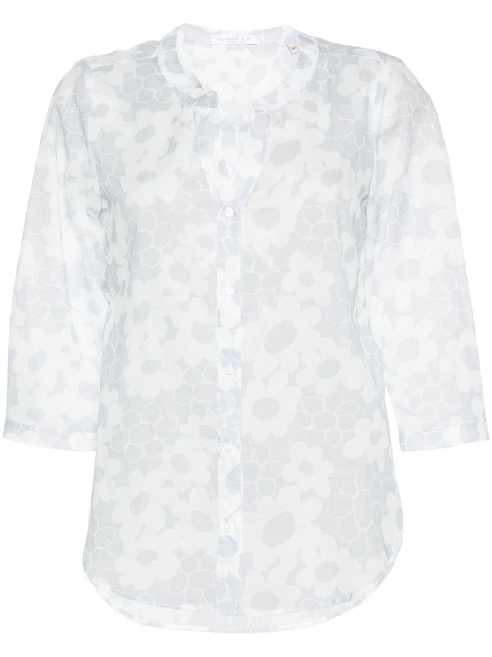 Cenere GB floral-print cotton shirt - Blu