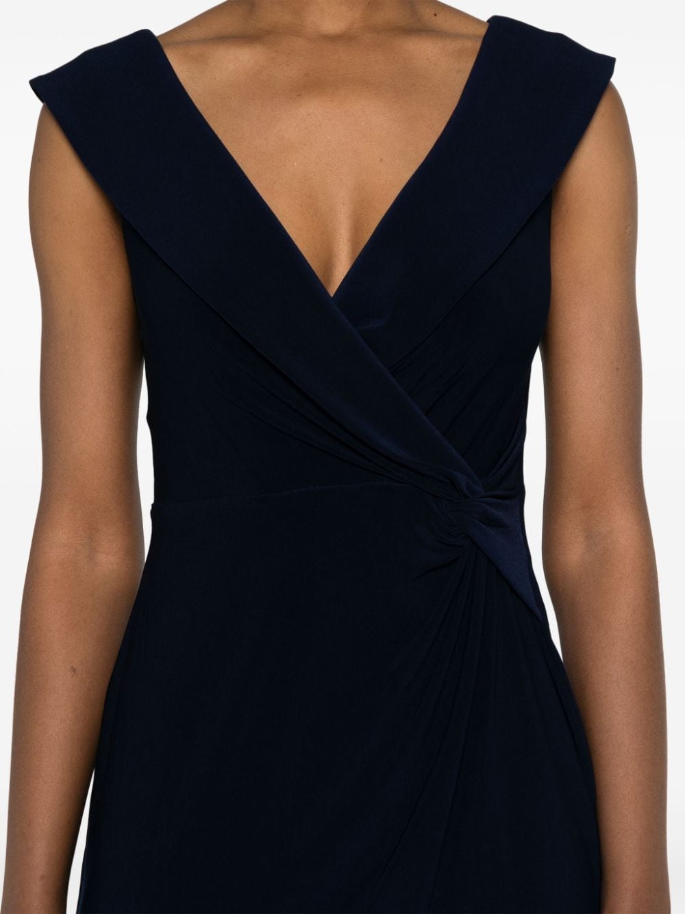 Shop Lauren Ralph Lauren Gathered-detail Sleeveless Mini Dress In Blue