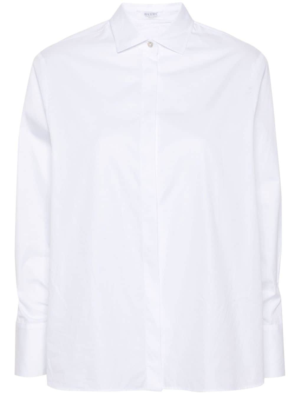 Barba Cotton Poplin Shirt In 白色