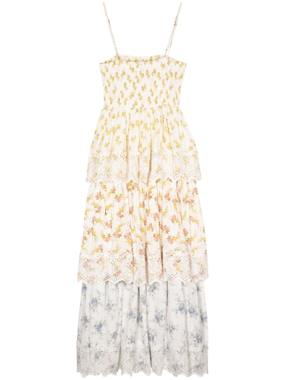 byTiMo floral-print layered midi dress - Bianco