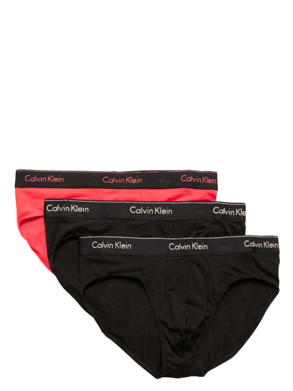 Calvin Klein Logo-waistband Briefs (pack Of Three) In Black