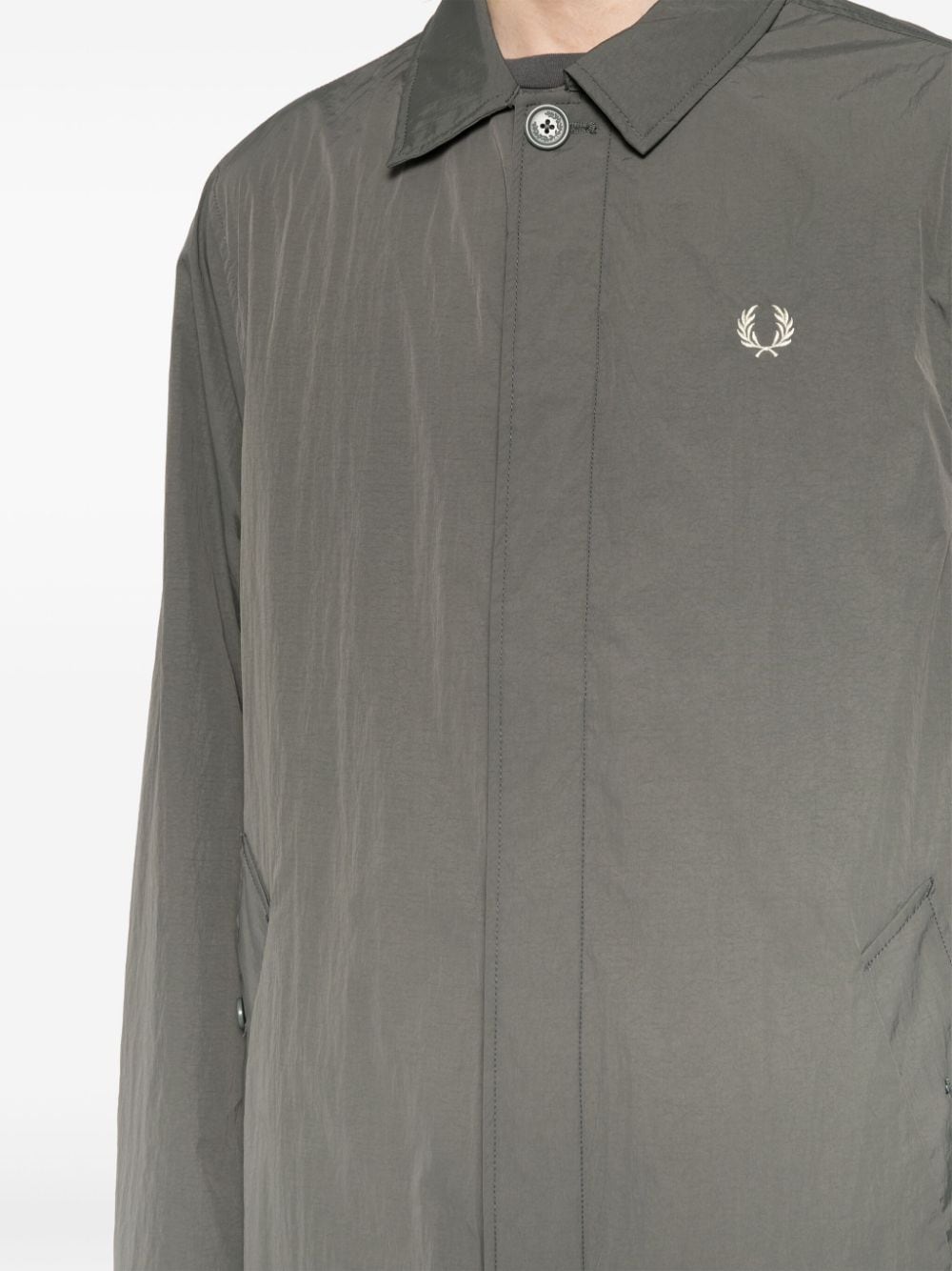 Shop Fred Perry Logo-embroidered Car Coat In Grau