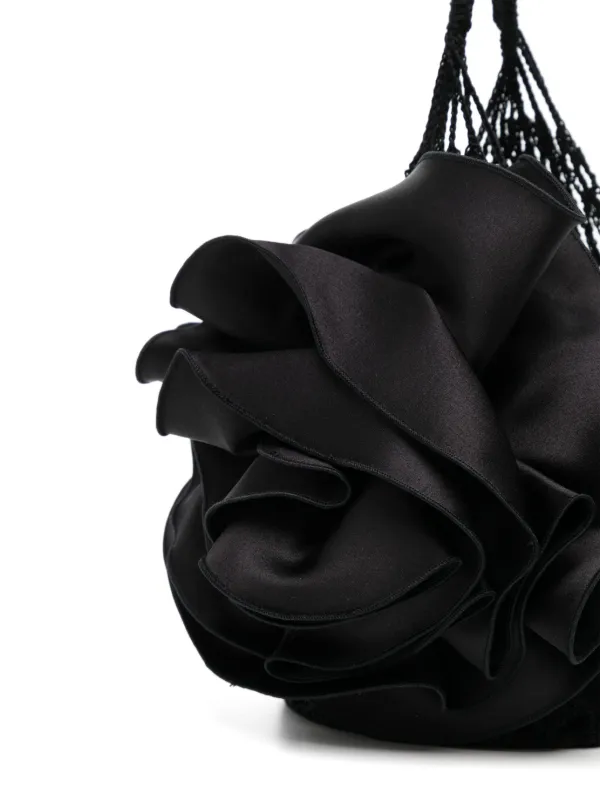 【関税込み】Magda Butrym ブラック スモール Devana ポーチ Magda Butrym Devana floral-appliqué Mini Bag | Black | FARFETCH