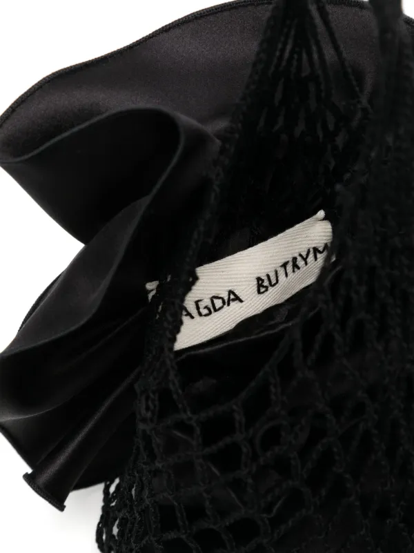 【関税込み】Magda Butrym ブラック スモール Devana ポーチ Magda Butrym Devana floral-appliqué Mini Bag | Black | FARFETCH
