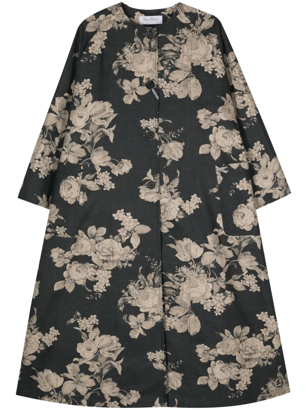 Max Mara Lambert floral-print coat - Black