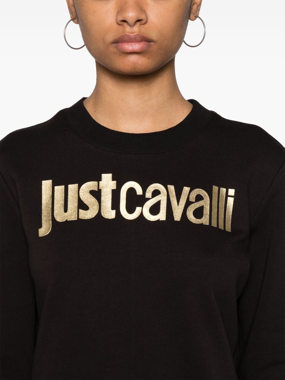 Shop Just Cavalli Logo-print Cotton Sweatshirt In Schwarz