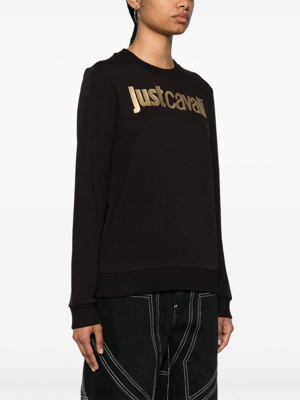 Shop Just Cavalli Logo-print Cotton Sweatshirt In Schwarz
