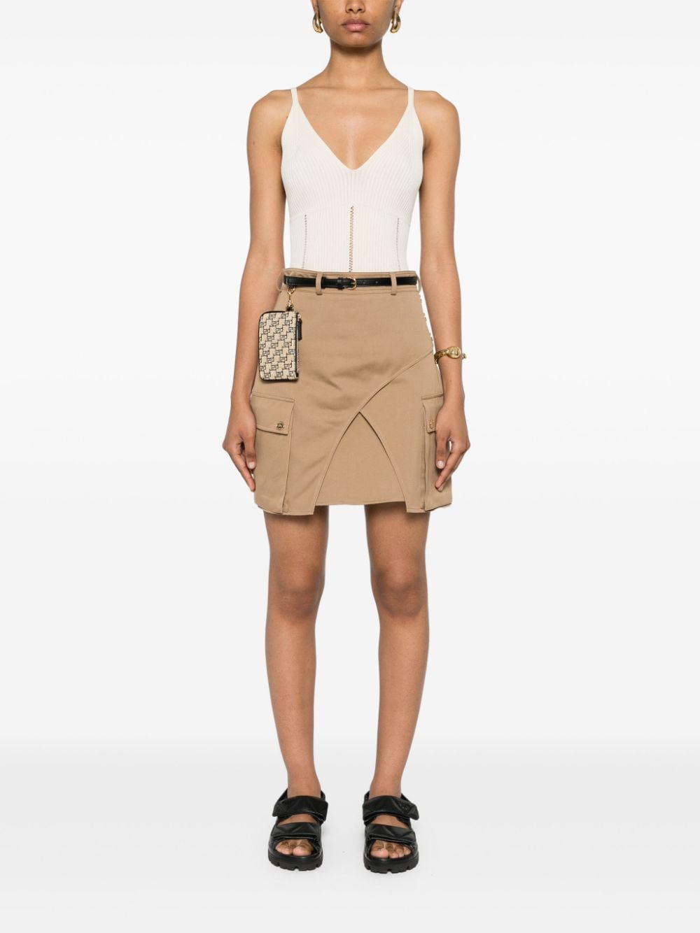 Elisabetta Franchi cotton cargo mini skirt - Beige