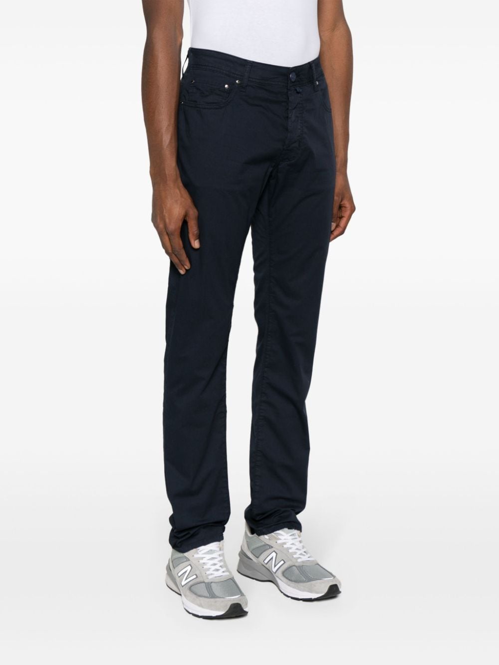 Shop Jacob Cohen Bard Mid-rise Chino Trousers In Blue