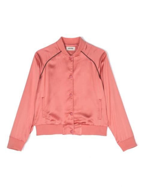 Zadig & Voltaire Kids chamarra bomber con efecto satinado