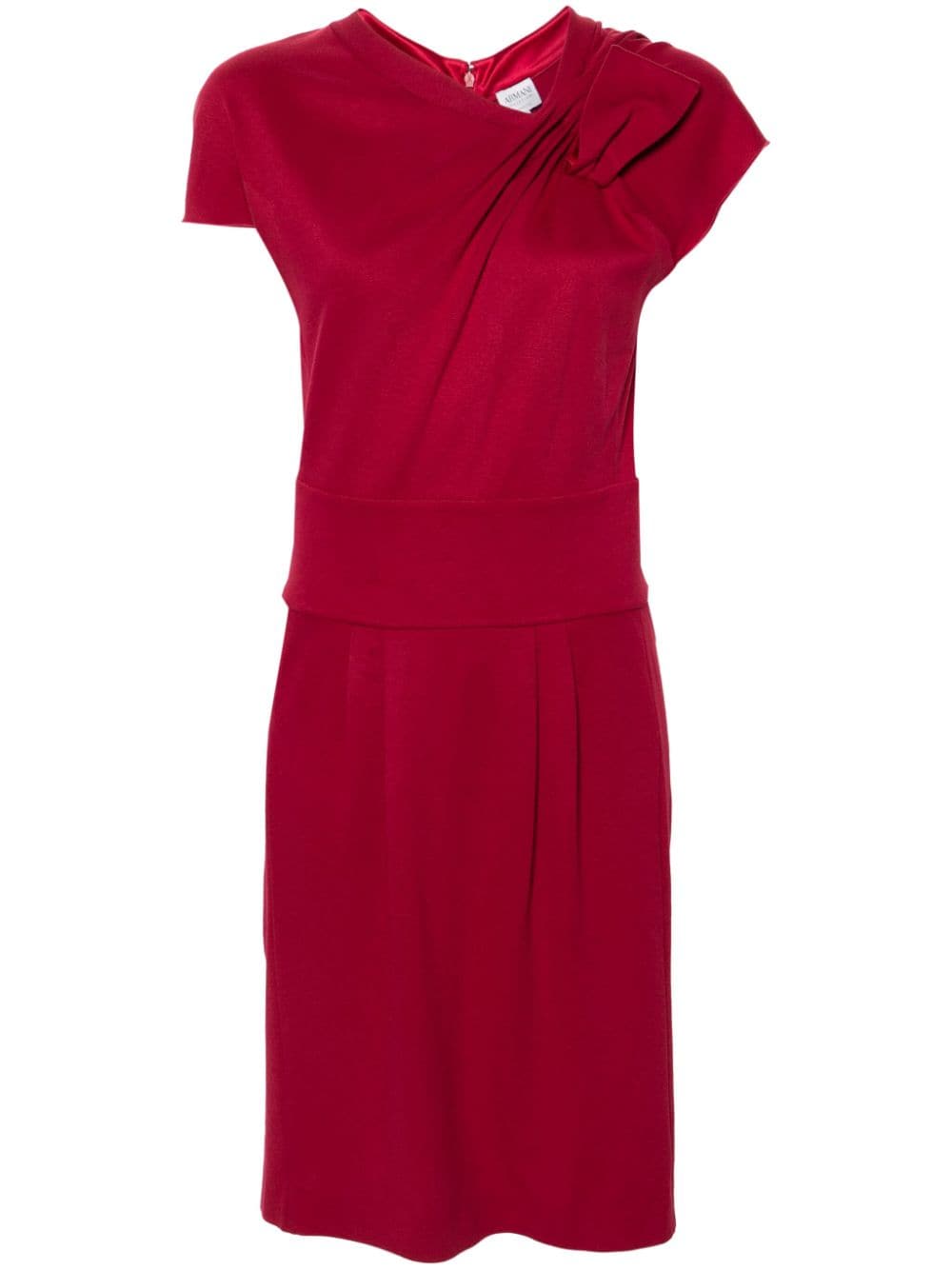 Pre-owned Giorgio Armani 2010s Gathered Jersey Dress In Red