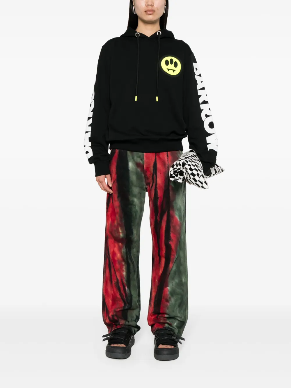 Barrow Logo Printed Drawstring Hoodie In Black