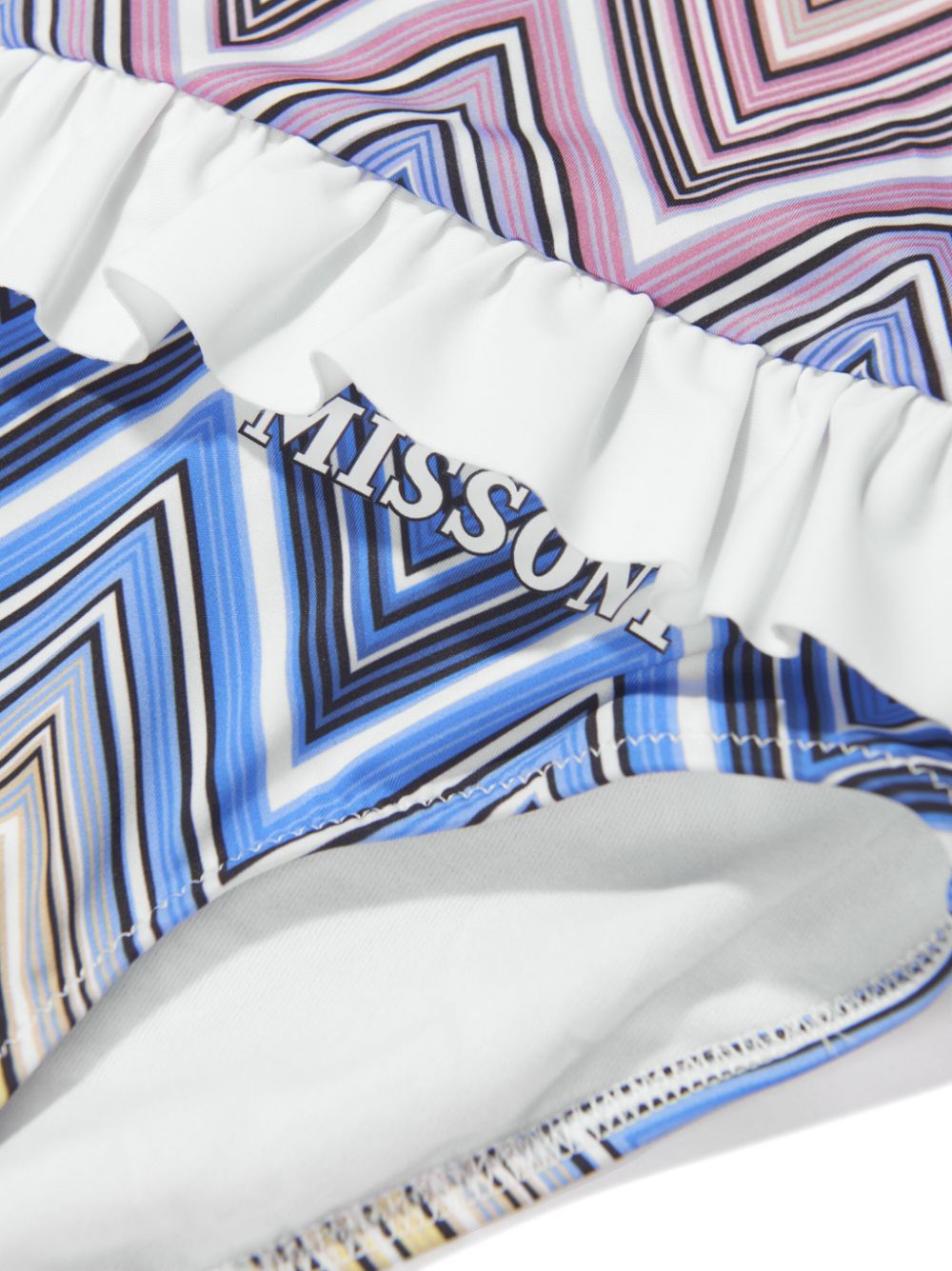 Shop Missoni Zigzag-print Ruffle Swimsuit In Blue