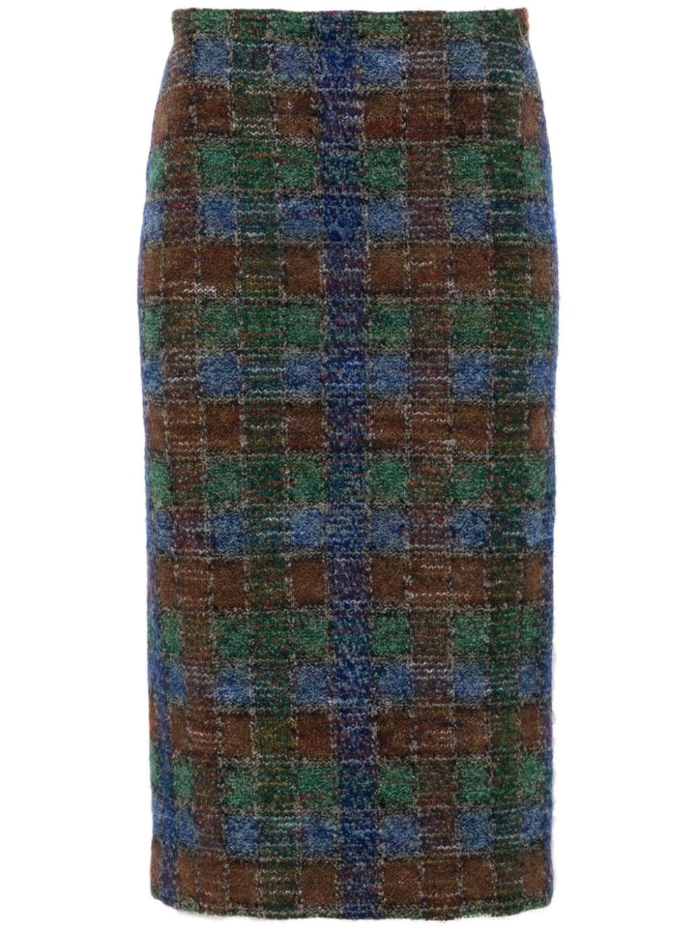 Pre-owned Missoni 格纹中长半身裙（1990年代典藏款） In Brown