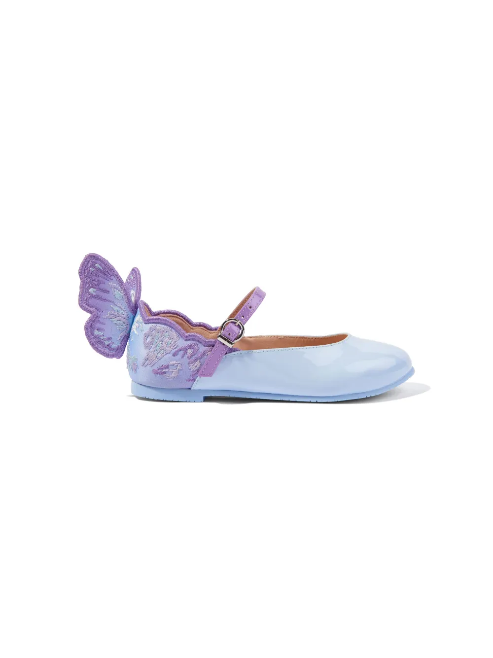 Sophia Webster Mini Kids' Chiara Leather Ballerina Shoes In Blue