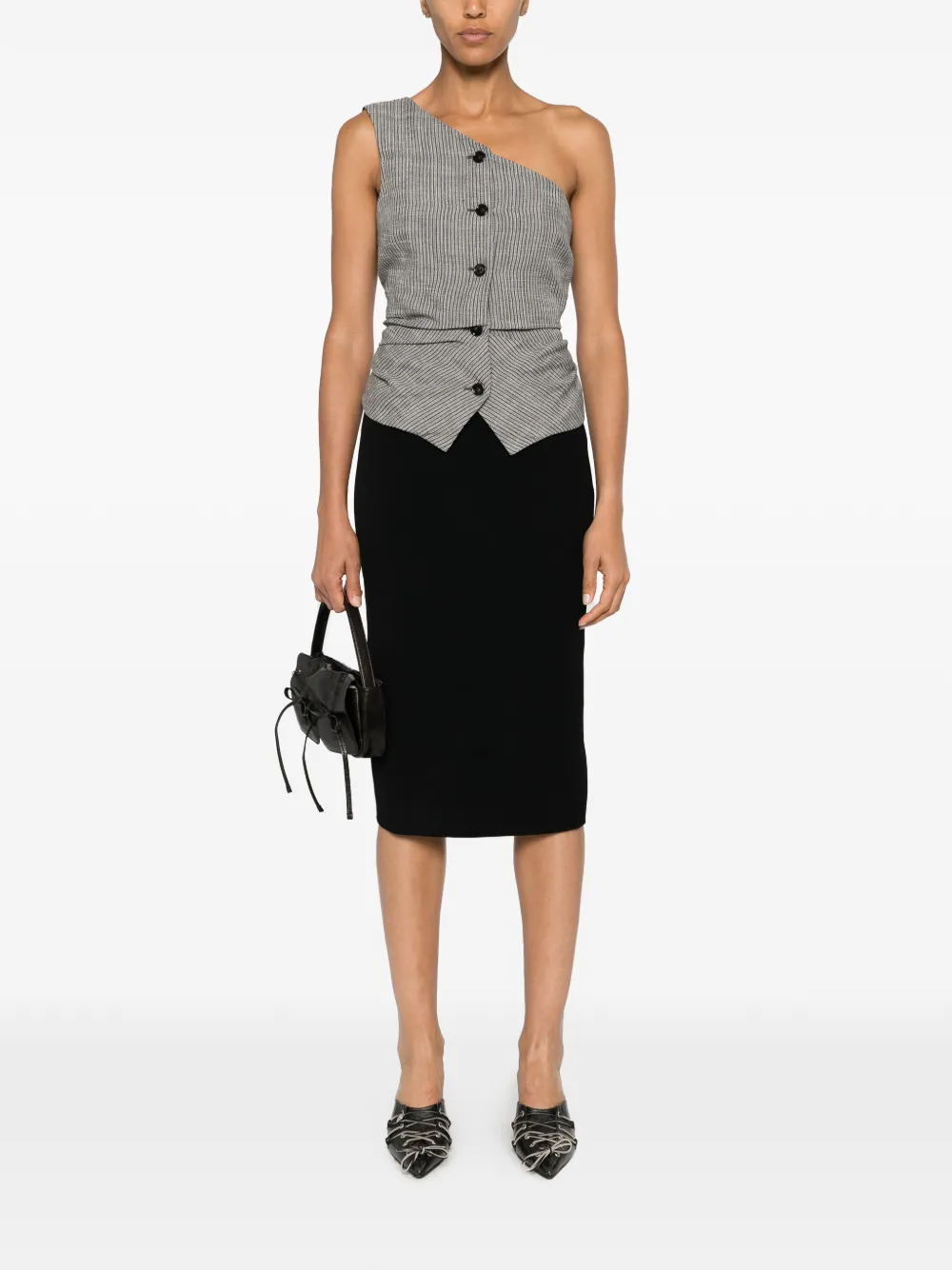 Christian Dior Pre-Owned 1990 midi-rok met textuur - Zwart