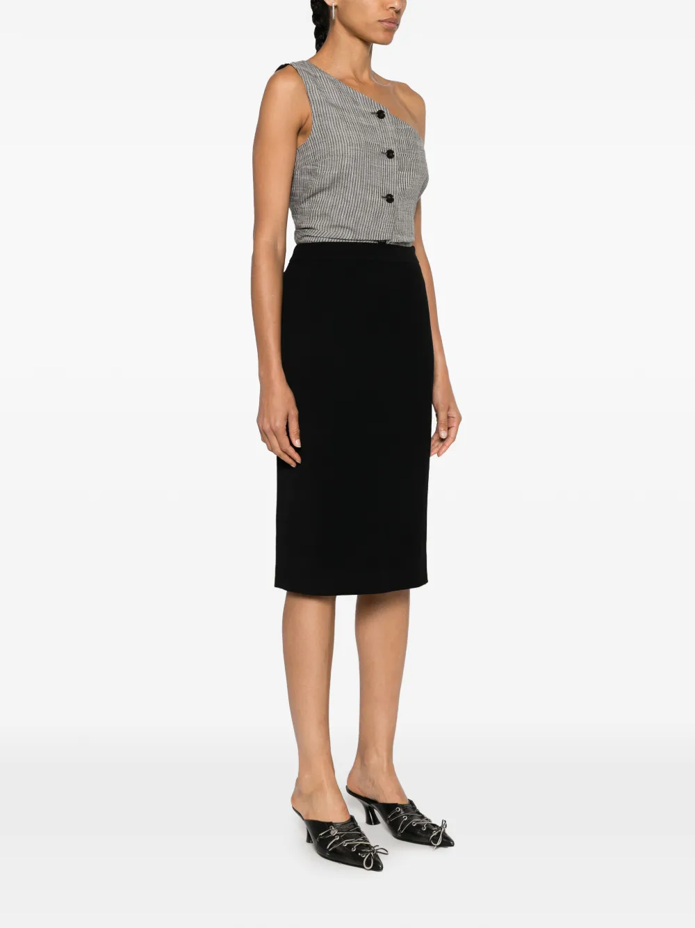 Pre-owned Dior 1990 Textured-finish Midi Skirt In Black