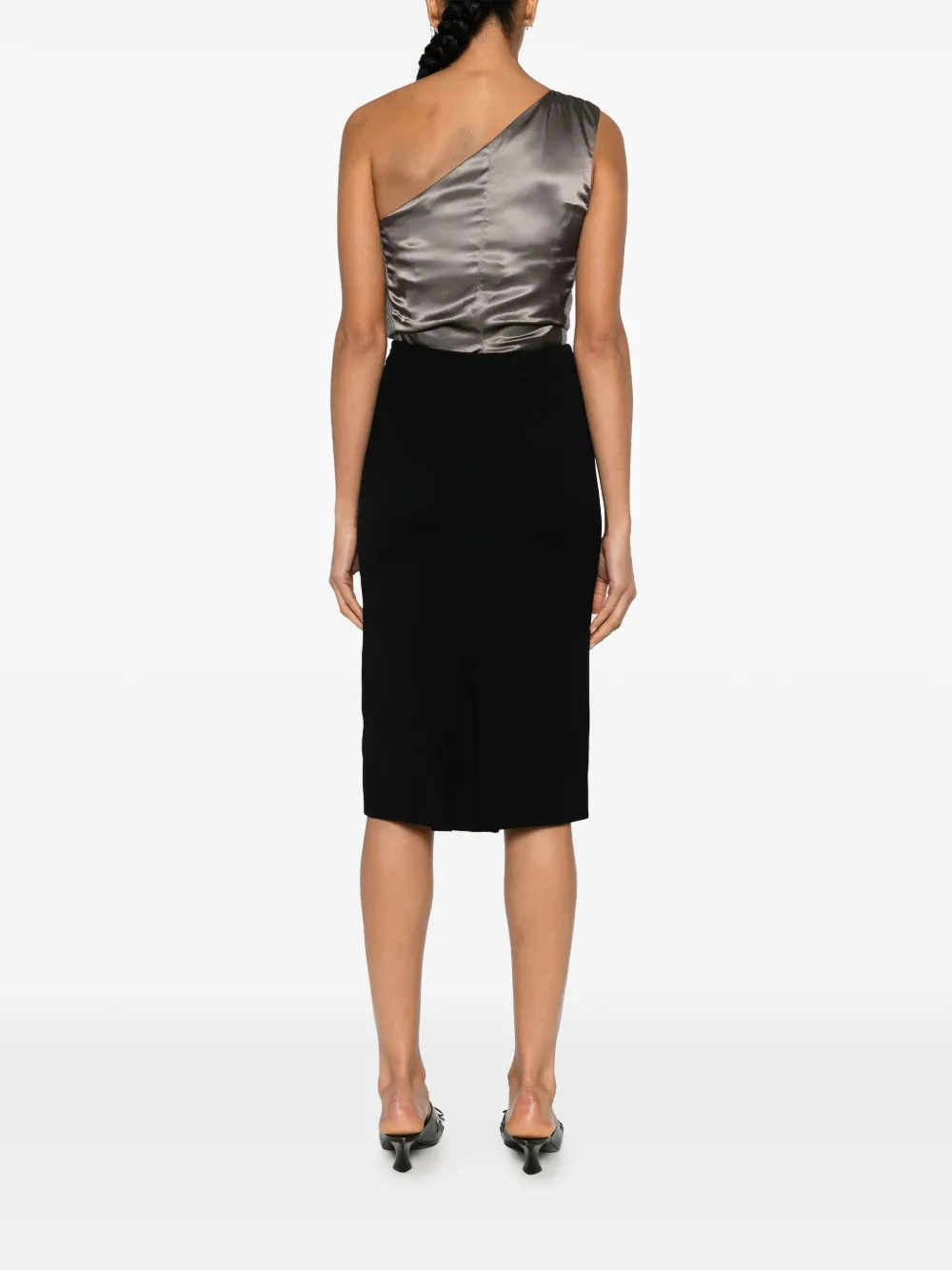 Pre-owned Dior 1990 Textured-finish Midi Skirt In Black