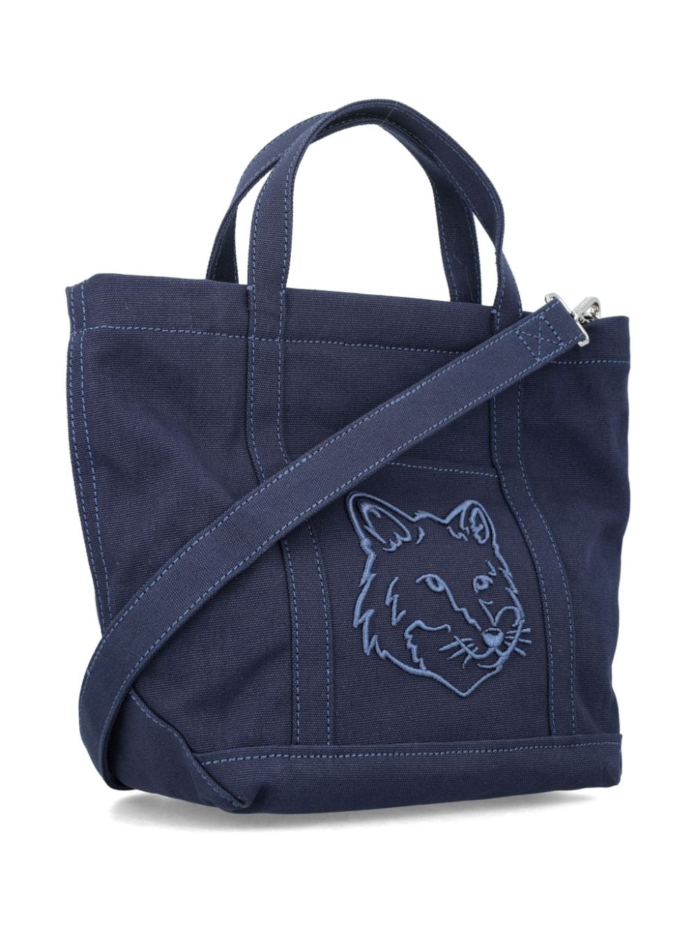 Shop Maison Kitsuné Small Fox Head Tote Bag In Blue