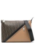 FENDI Zucca-monogram pattern messenger bag - Brown