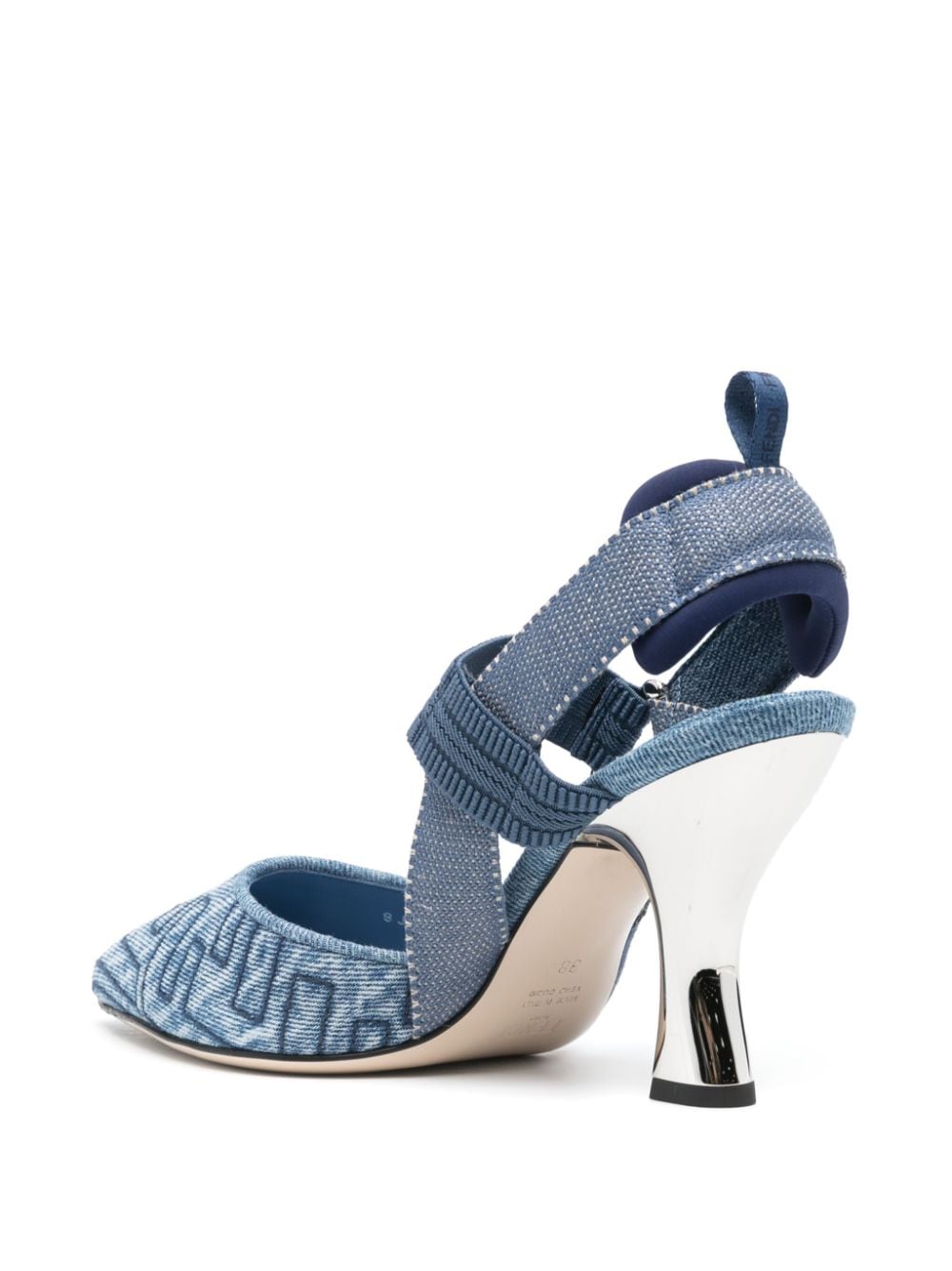 Shop Fendi Colibrì 85mm Denim Sandals In Blue
