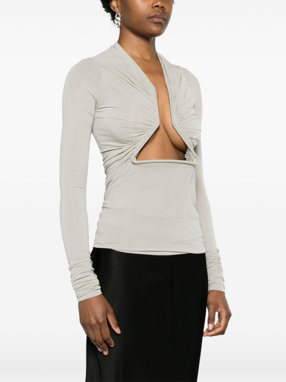 Shop Rick Owens Prong-detail Cut-out Blouse In Grey