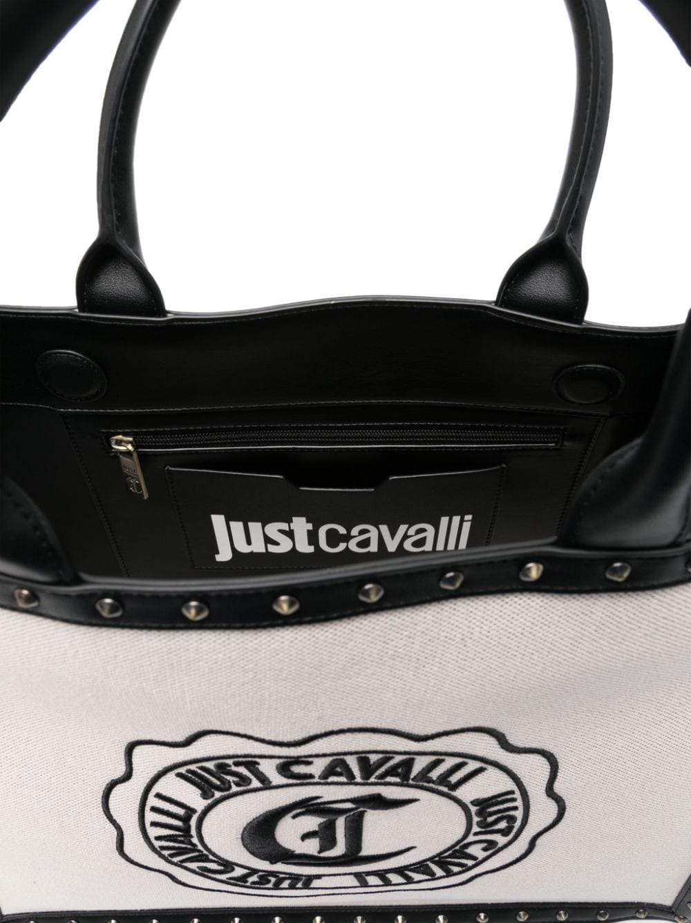 Just Cavalli Shopper met geborduurd logo Zwart
