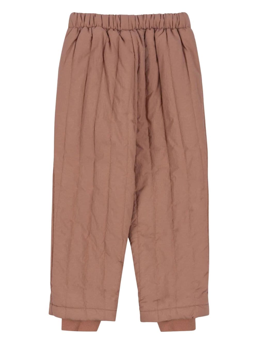 Shop Konges Sløjd Quilted Elasticated-waist Trousers In Brown