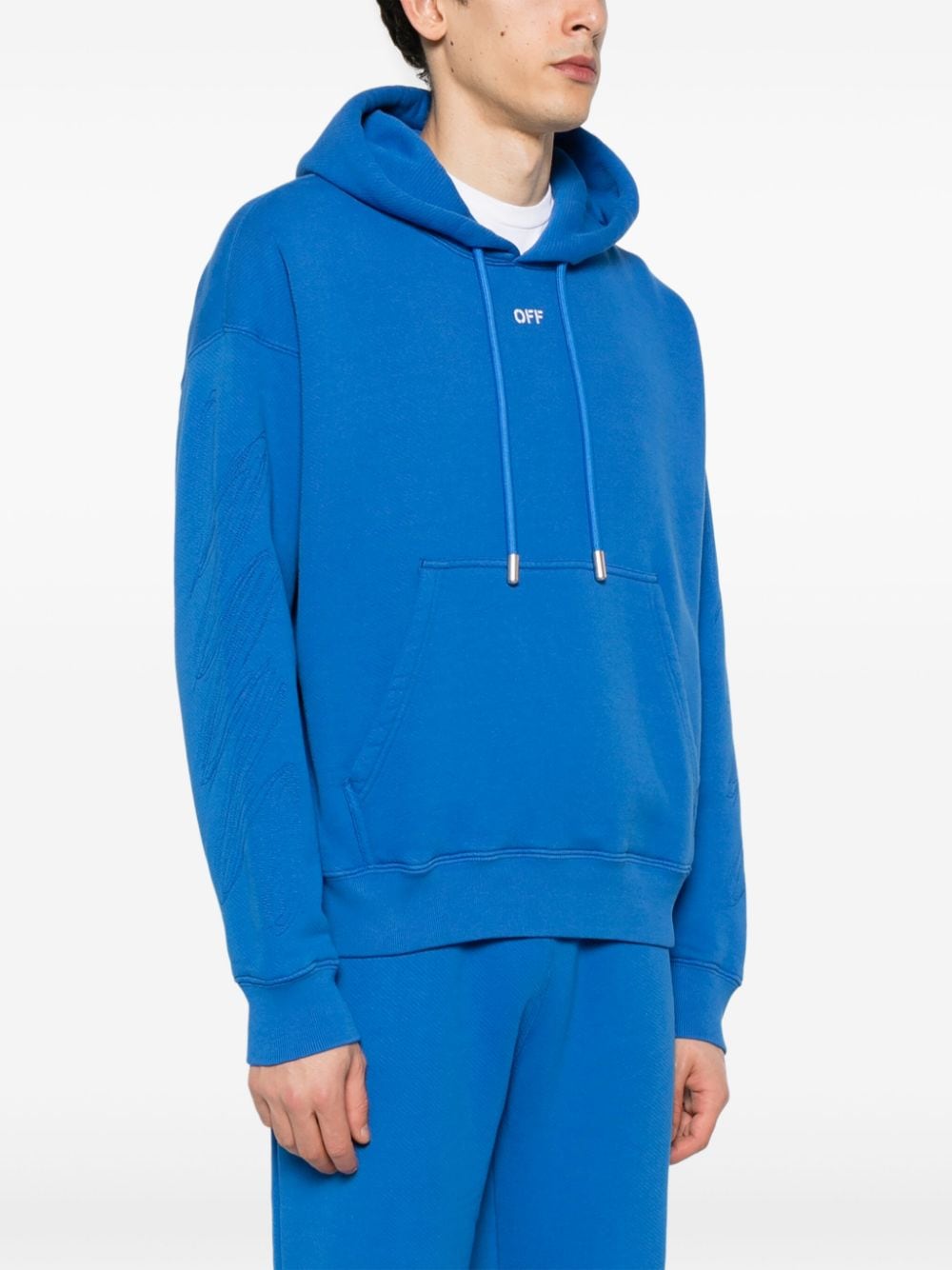 Off-White Hoodie met geborduurd logo Blauw