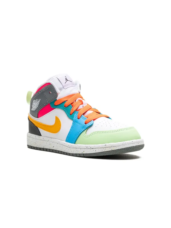 Jordan Kids Air Jordan 1 Mid Multi Color Sneakers White FARFETCH AE