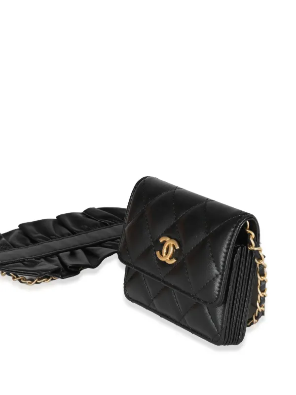 CHANEL 2020 キルティング マトラッセ ココマーク金ボタン スカート CHANEL Pre-Owned 2020 キルティング チェーンウォレット | ブラック