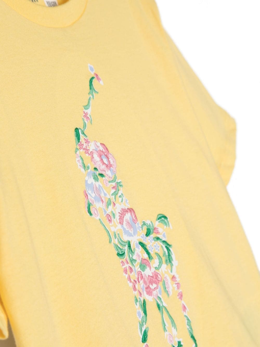 Shop Ralph Lauren Floral-embroidered Cotton T-shirt In Yellow