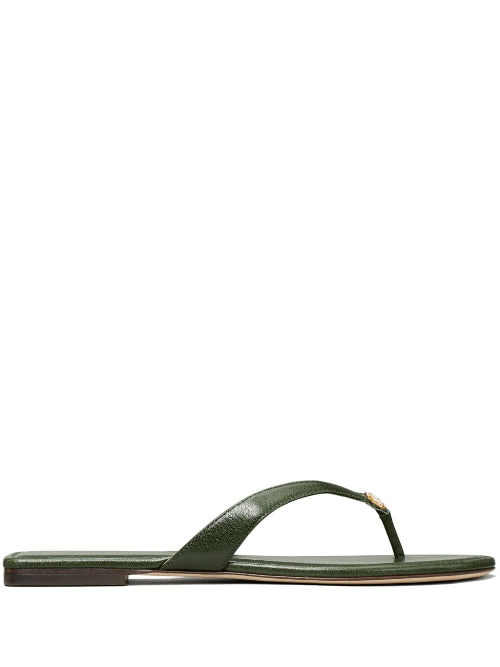 Tory Burch Leren teenslippers Groen