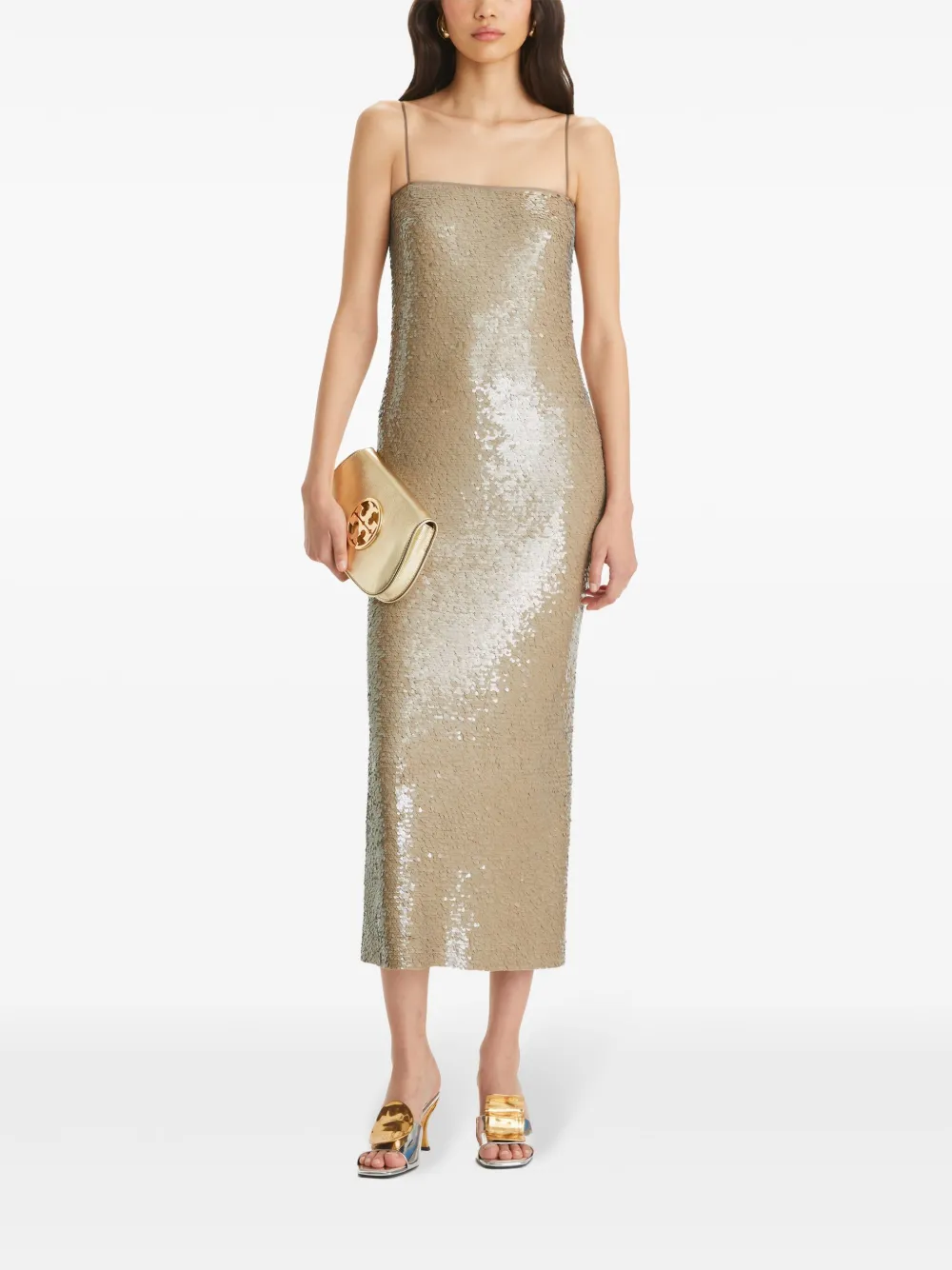 Tory Burch sequinned midi dress - Beige