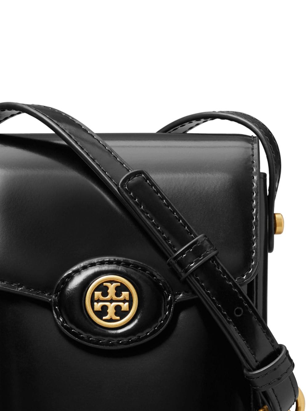 Shop Tory Burch Robinson Spazzolato Crossbody Bag In Black