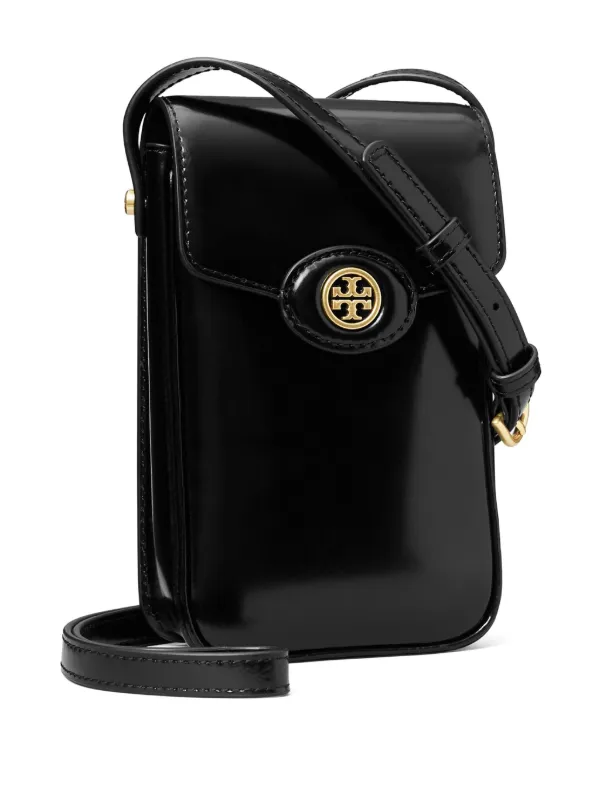 Tory Burch Charlie suede clutch in buy black and gold