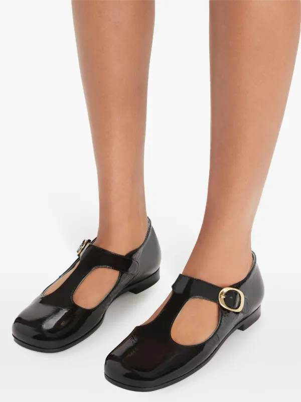 Tory Burch Violet T Strap Loafers | Black | FARFETCH