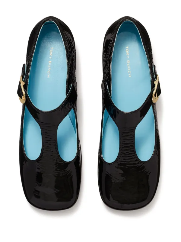 Tory Burch Violet T Strap Loafers | Black | FARFETCH