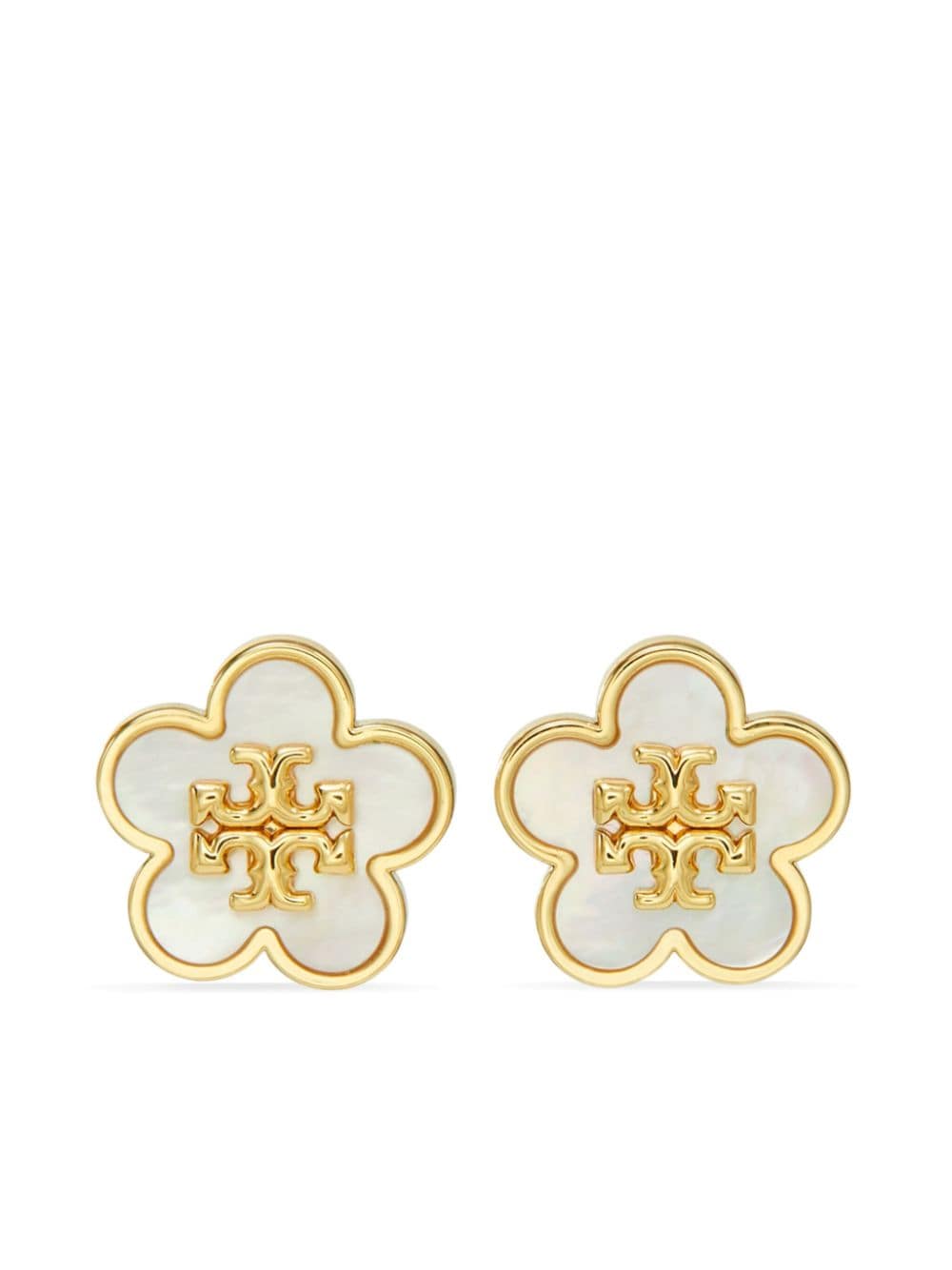 Image 1 of Tory Burch Kira Flower gold-plated stud earrings