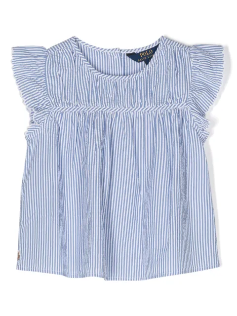 POLO RALPH LAUREN KIDS striped ruffle-detail cotton blouse