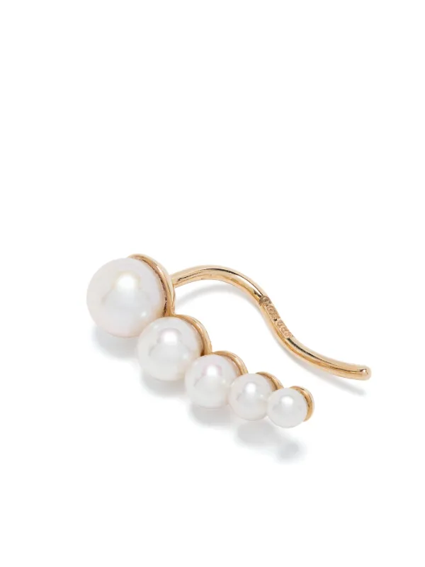 Sophie Bille Brahe Petite Croissant Japonais Freshwater Pearl Single Earring in Gold