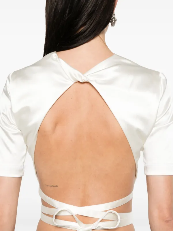 satin open back top