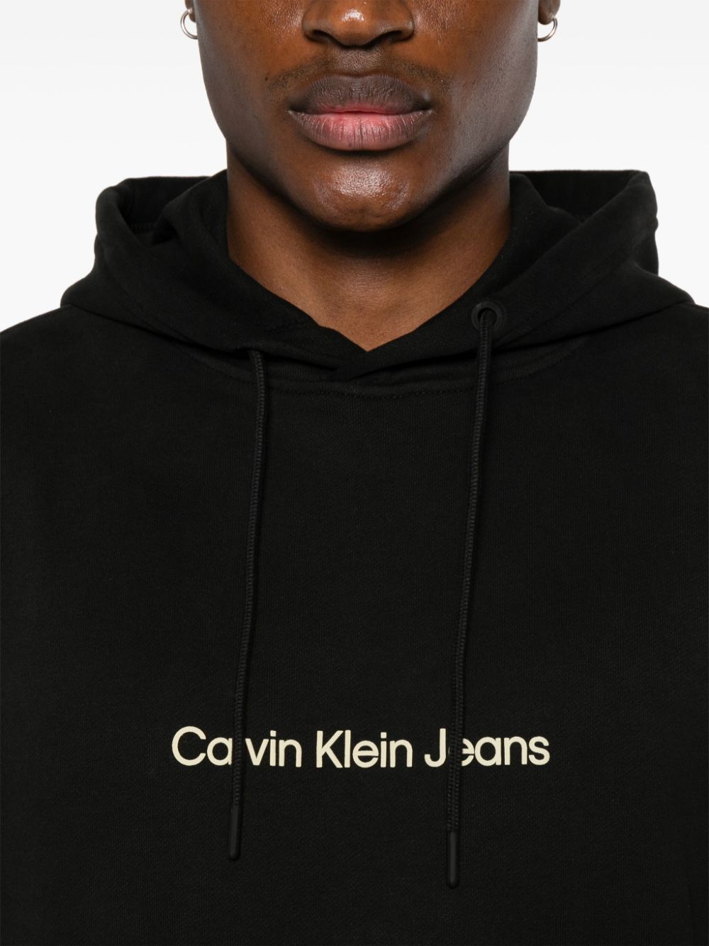 Shop Calvin Klein Jeans Est.1978 Logo-print Cotton Hoodie In Black