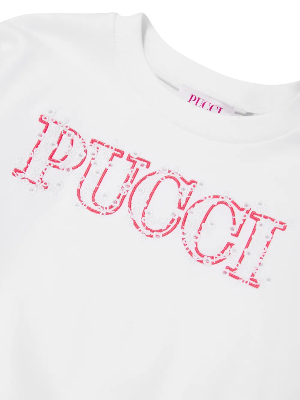 Shop Pucci Junior Logo-embroidered Cotton Sweatshirt In White