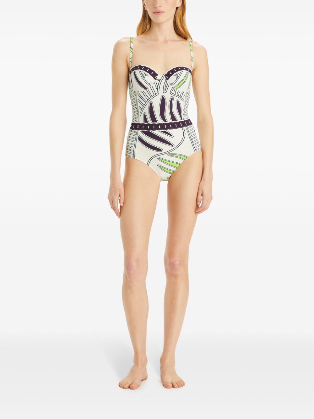Shop Tory Burch Printed Underwire-cup One-piece In White