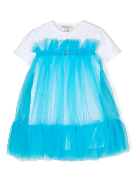 TWINSET Kids ruffled tulle-overlay minidress