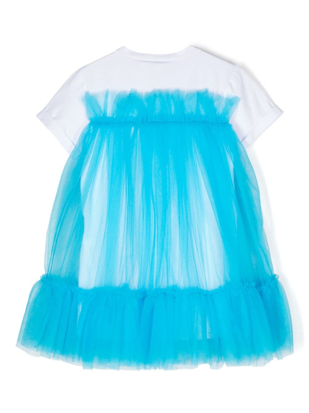 Shop Twinset Ruffled Tulle-overlay Minidress In Blue