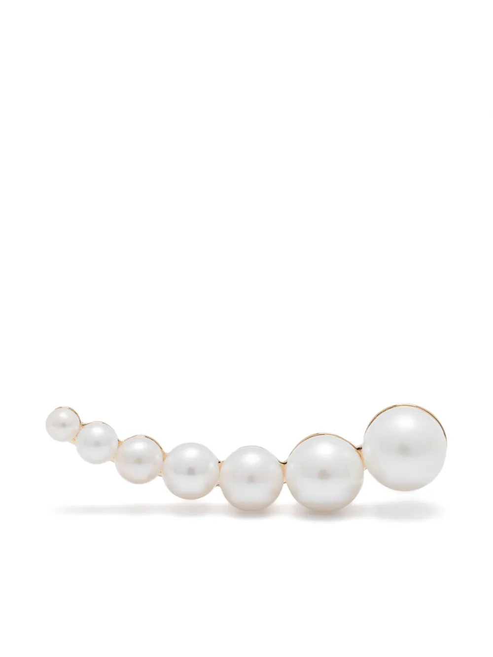 Sophie Bille Brahe 14kt recycled yellow gold Croissant Japonais pearl single earring - Grey