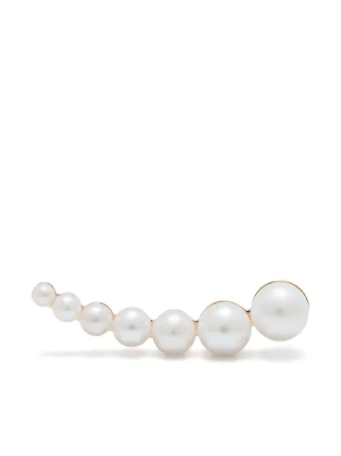 Sophie Bille Brahe 14kt gerecycled geelgouden Croissant Japonais oorbel met parel